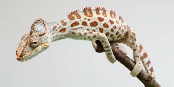 Ein Chamäleon mit dem typischen Fellmuster einer Giraffe - Sinnbild für Wandelbarkeit